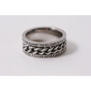 Stainless Steel Armor of God Ring Size 11-12 with Bible verse~ 260205-WH 949